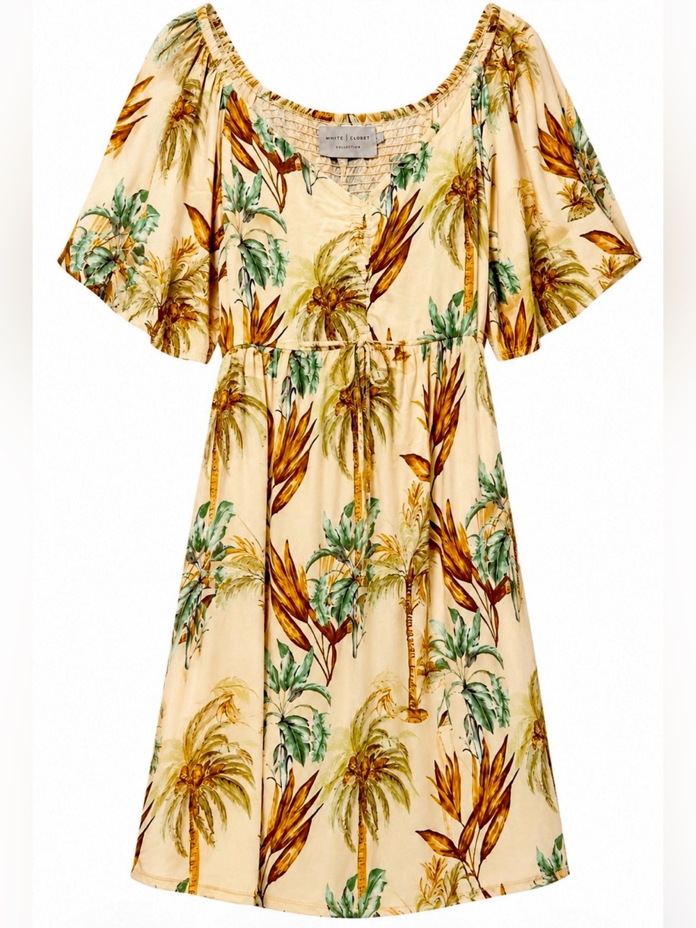 White Closet Palm Tree dress sz L